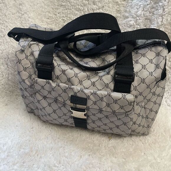 Ralph Lauren Monogram weekender carry all Shoulder Bag -  gray & black - Picture 6 of 16